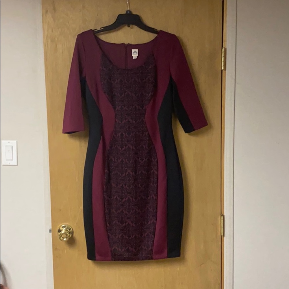 Purple and Black Print Dress